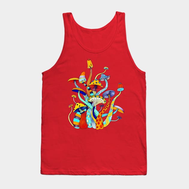 Retro Mushroom Hippie Art Tank Top by AlondraHanley